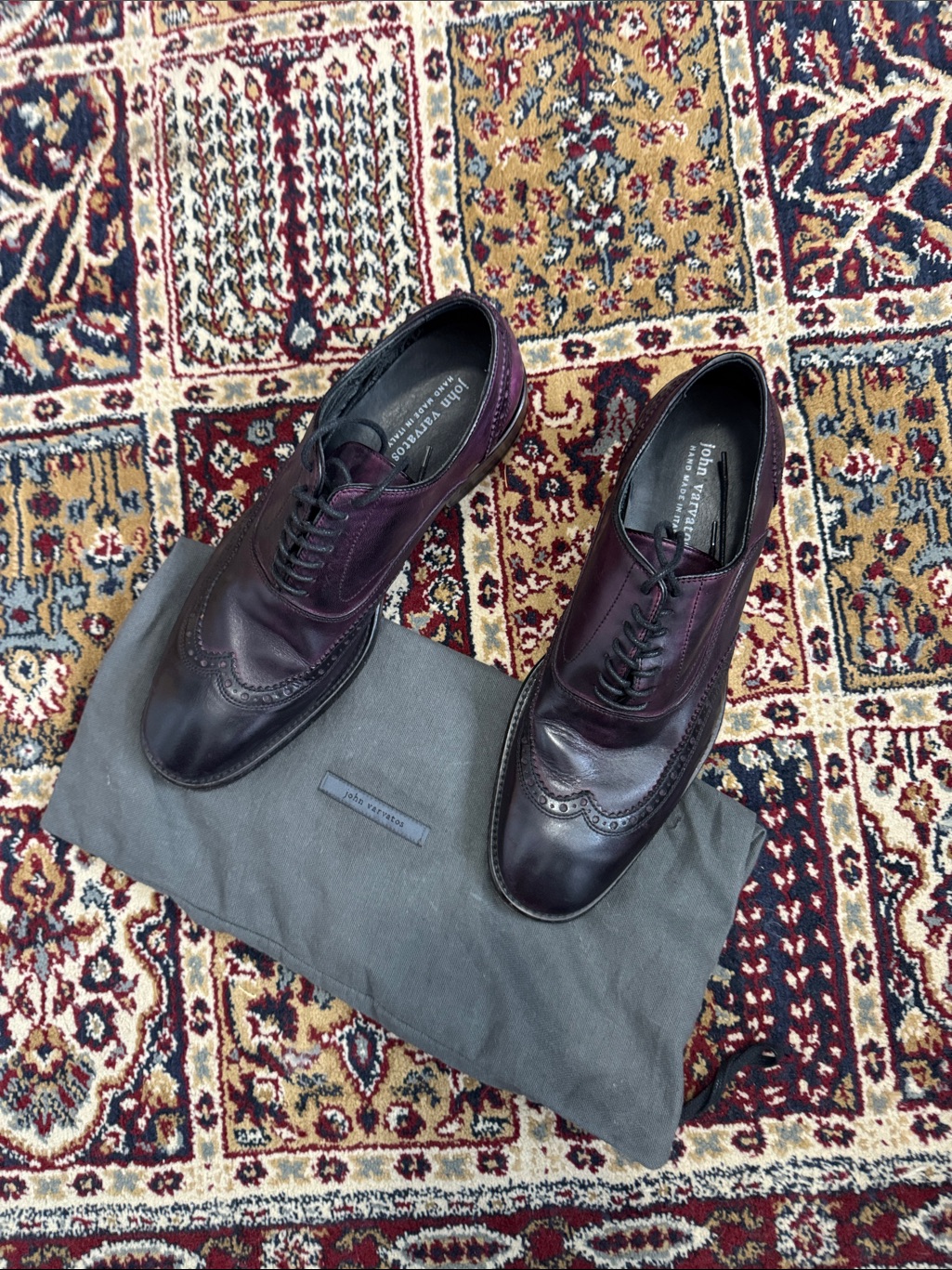 John Varvatos Men’s Purple Leather Wingtip Derbys
